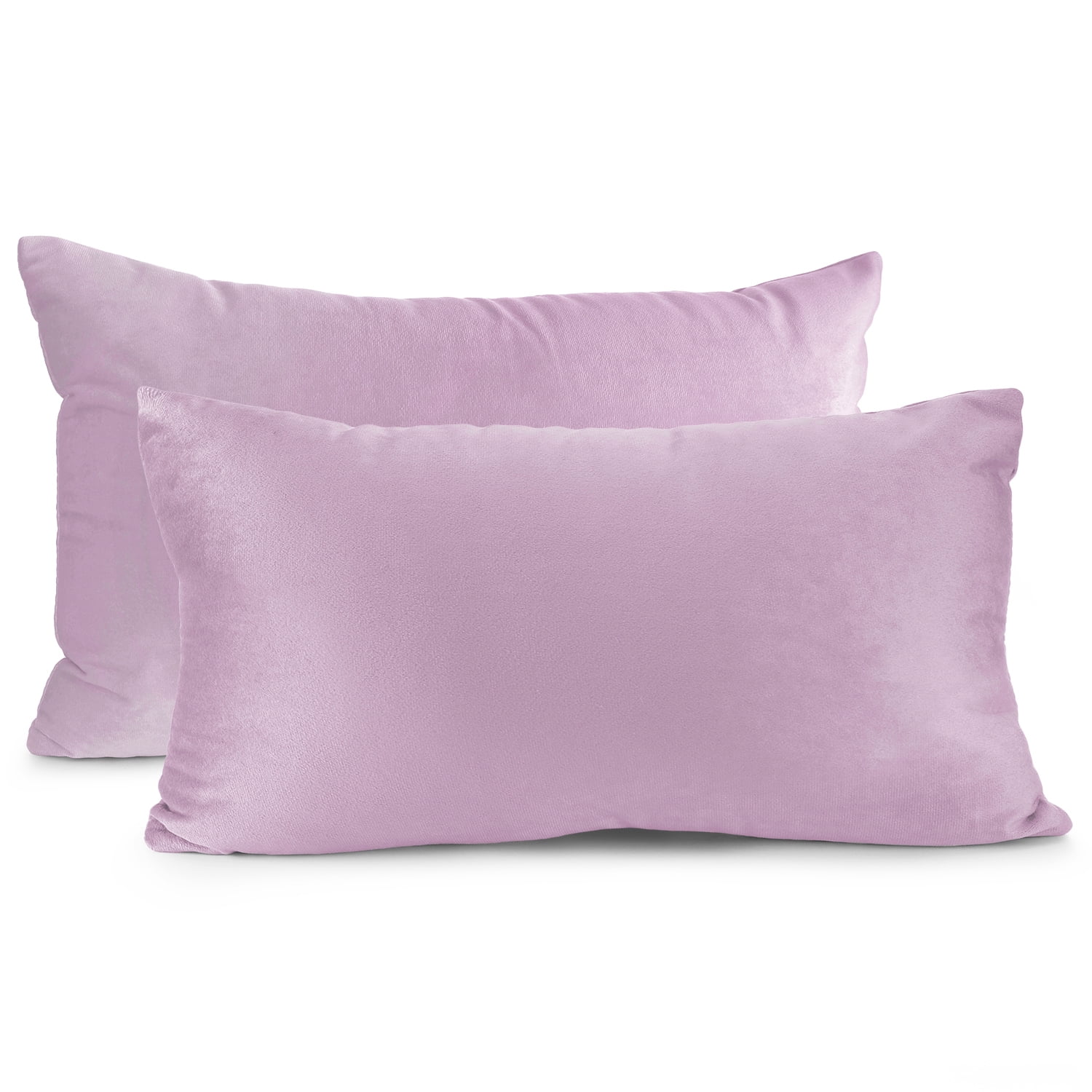 Clara Clark Plush Solid Decorative Microfiber Rectangle Throw Pillow Cover with Throw Pillow Insert for Couch, Grey Lavendar, 12"x20", 4 Piece Decorative Soft Throw Pillow Set