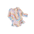 thumbnail image 1 of Sunloudy Kids Girls Rash Guard Swimsuit Rompers Long Sleeve Daisy Print Toddler Ruffles Bathing Suit Swimwear, 1 of 7