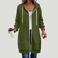 thumbnail image 2 of RQYYD Womens Long Hoodie Zip Up Long Sleeve Drawstring Hooded Sweatshirt Jacket Knee Length Coat With Pockets, 2 of 7