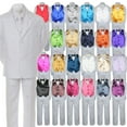 thumbnail image 1 of 7pc Boys Baby Toddler Kid Formal Wedding White Tuxedo Suits Vest Set Bow Tie S-7, 1 of 1