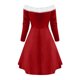 thumbnail image 3 of Vestido de mujer informal de Navidad de color sólido de manga larga con hombros descubiertos a la rodilla para minivestido de fiesta Pompotops  hdfakjf8960, 3 of 5