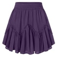 thumbnail image 6 of Gamivast Skirts for Women High Waisted Elastic Waist A-Line Boho Skirt Flowy Chiffon Ruffle Tiered Solid Mini Skirt Casual Vacation Summer Holiday Resort Purple L, 6 of 6