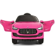 Topbuy RC Remote Control Kids Ride-on Car  Maserati Licensed 12V w/ Led Lights MP3 Pink
