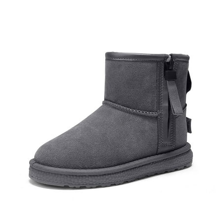 

Girls Boys Winter Snow Boots Ankle Booties Furry Lined with Side Zip Keep Warm Non Slip Winter Shoes for Kids Children