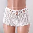 thumbnail image 2 of Hienoo Women's Beach Crochet Shorts Solid Color Slim Fit Mini Shorts, Sizes S-L, 2 of 7