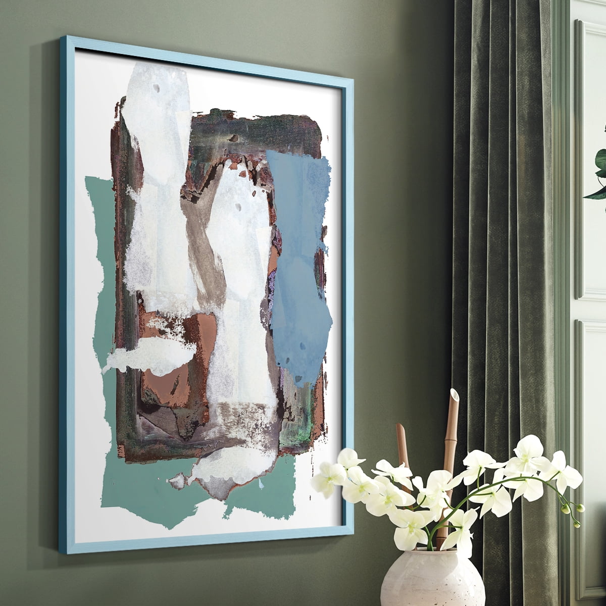 Brights Soft Wash I Framed Print in Blue Solid Wood Framed Print No Nail Hanging