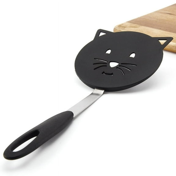 1 Pack black nylon spatula Leaky cat cartoon Chinese stir-fry spatula Home kitchen cooking spatula kitchenware