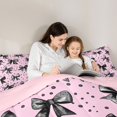 thumbnail image 4 of Erosebridal Black Pink Polkadots Bow Twin Comforter Sets for Girls, Dreamy Princess Bedding Set, Pink Reversible, 2 Pieces, 4 of 6