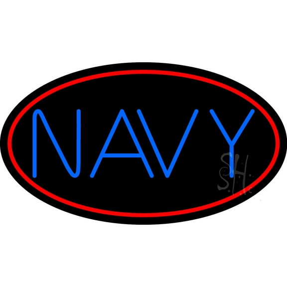 Blue Navy LED Neon Sign 20 x 37 - inches, Black Square Cut Acrylic Backing, with Dimmer - Bright and Premium built indoor LED Neon Sign for Defence Force.