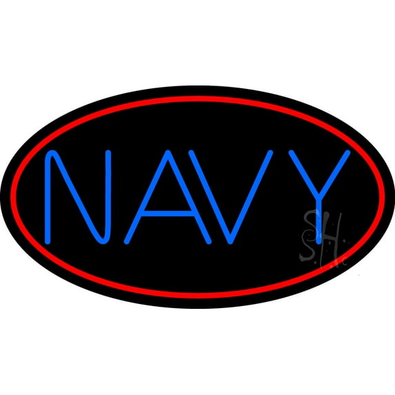 Blue Navy LED Neon Sign 20 x 37 - inches, Black Square Cut Acrylic Backing, with Dimmer - Bright and Premium built indoor LED Neon Sign for Defence Force.