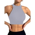 thumbnail image 3 of Sleeveless Crewneck Tank Top Ribbed Knitted Crop Tops for Women Gray M, 3 of 7