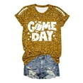 thumbnail image 4 of Women's Game Day Shirts Funny Sequin Football Hearts Graphic Short Sleeve Tops Summer Trendy Crew Neck Casual Workout Tees Z002-Gold XXL, 4 of 5
