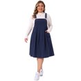 thumbnail image 3 of DARING DIVA Women's Plus Corduroy Pinafore Dress Pleated Skirt 2X Dark Blue, 3 of 6