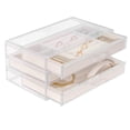 thumbnail image 2 of FFENYAN Velvet Transparent Jewelry Storage Box Ladies Jewelry Box (With 3 Drawers) Beige, 2 of 4