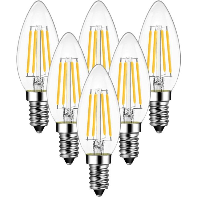 Bombilla de filamento de vela LED E14 de 4 W, 470 lúmenes equivalente a una bombilla halógena vintage de 40 W, blanco cálido 2700 K, no regulable, paquete de 6 [Clase de eficiencia energét esquí esquí Gafas de esquí