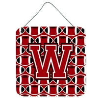 Letter W Football Red Black and White Wall or Door Hanging Prints