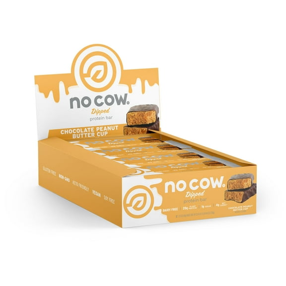 No Cow Dipped Protein Bars, Chocolate Peanut Butter Cup, Box of 12