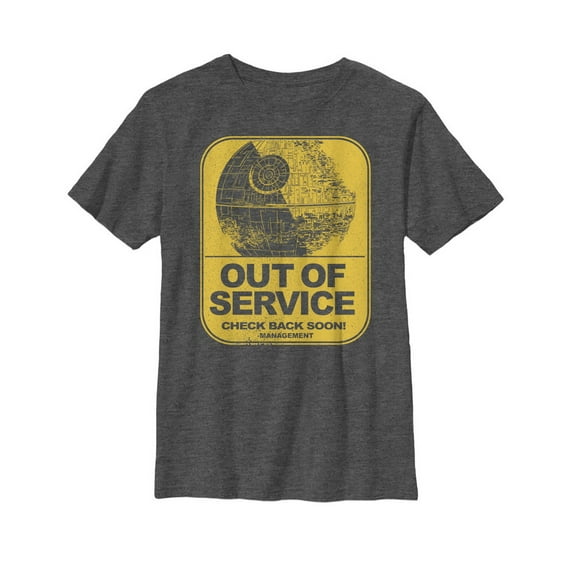 Boy's Star Wars Death Star Out of Service Graphic Tee Charcoal Heather Small