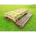 thumbnail image 1 of Dinosaur Outdoor Tablecloth, Cute Dinosaur Characters with Spring Meadow Flowers Hearts, Decorative Washable Fabric Picnic Tablecloth, 58 X 120 Inches, Pistachio Green Pale Yellow Red, by Ambesonne, 1 of 2