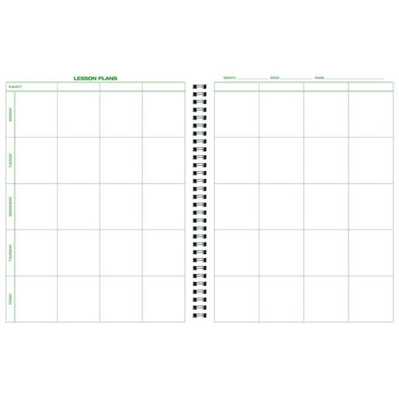 Hammond & Stephens 1481901 Lesson Plan Book - Schedule of Events & Seating Charts, 8.5 x 11 in., 8 Subjects, 40 Week, White & Green