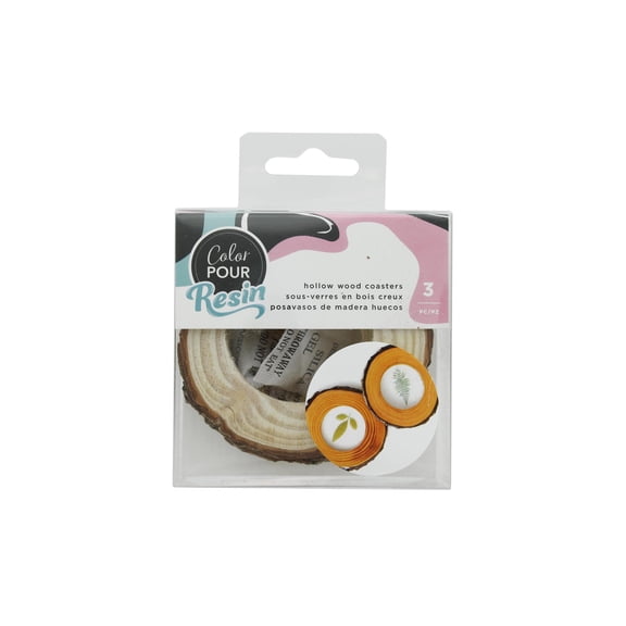 American Crafts Color Pour Resin Wood Coasters Hollow 3pc