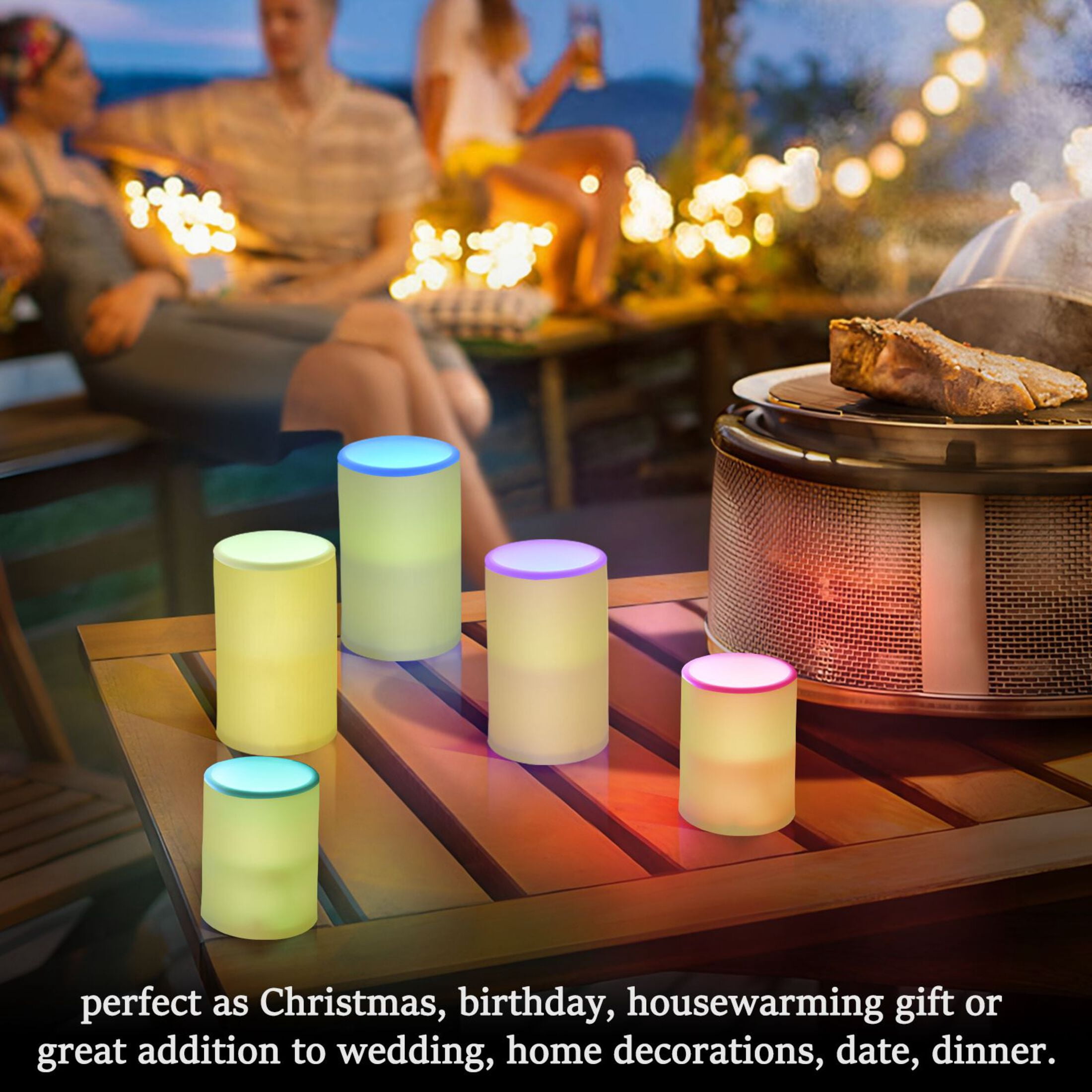 Lemon Flickering Flameless Candles Battery Operated with Remote Timer LED Pillar Candles Set of 2