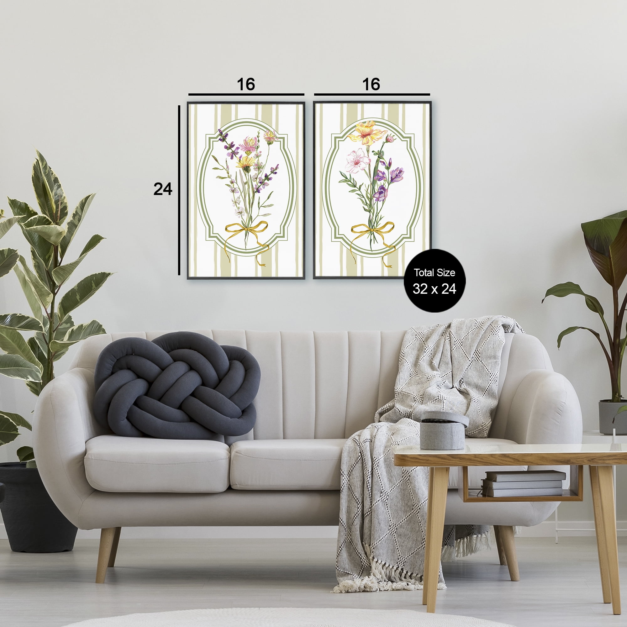 Wildflower Bundles Classic Stripes 2 Piece Black Framed Giclee Art Set, design by Adonna Ebrahimi