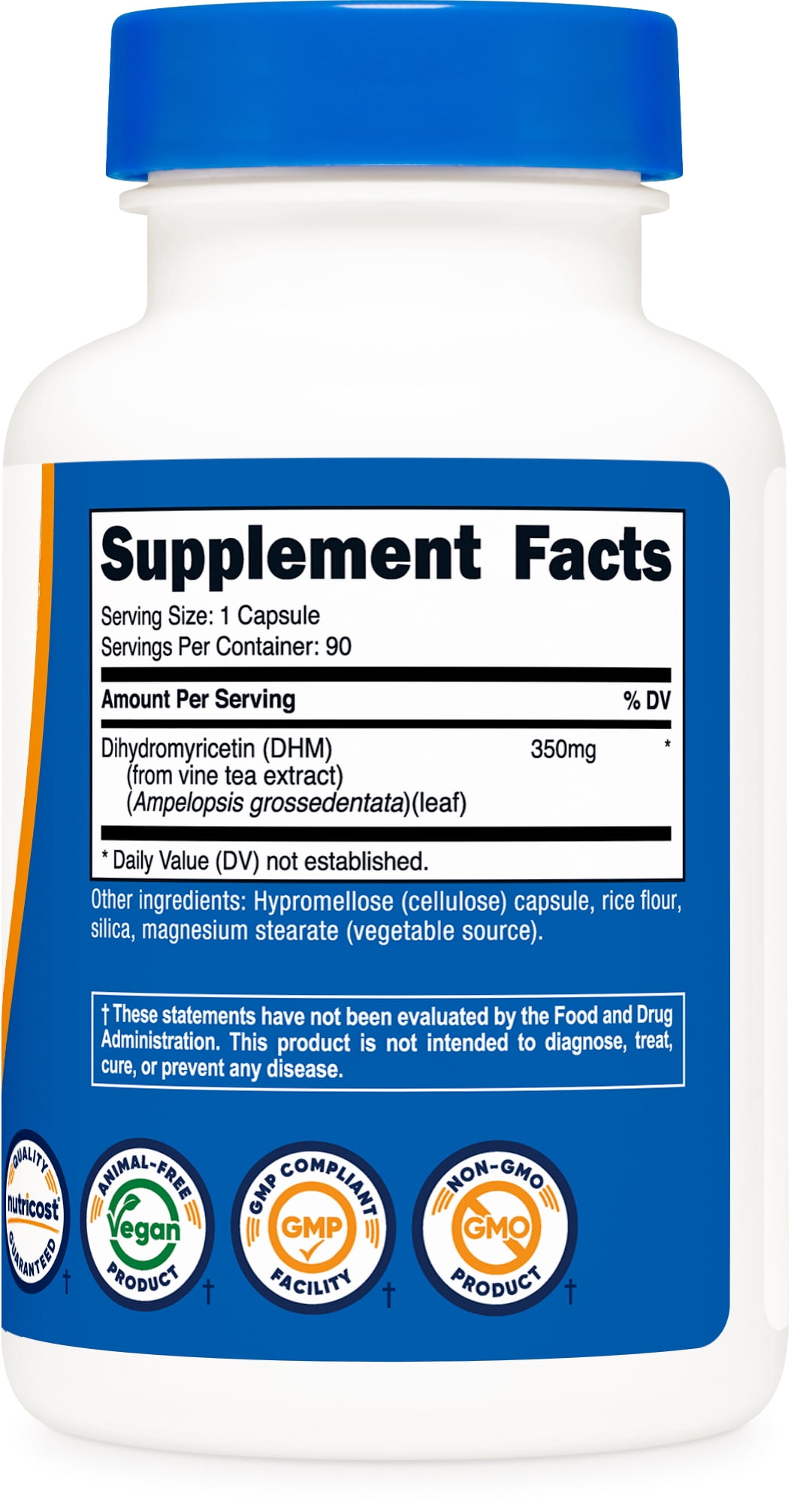 Nutricost Dihydromyricetin (DHM) Capsules (350mg, 90 Capsules) - Vegan, Non-GMO, 90 Servings
