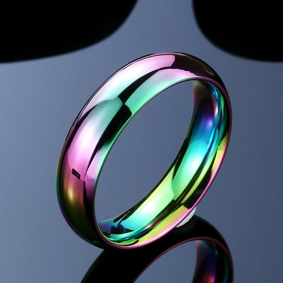Simple Temperament Color Stainless Steel Ring Geometric Minimalist Design For Women Jewelry Elegant Shine Plus