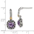 thumbnail image 3 of Auriga Sterling Silver with 14K Gold Antiqued Cushion Amethyst Dangle Earrings for Women, 3 of 5
