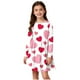 thumbnail image 1 of Vestido de manga larga con cuello redondo para niñas, vestido elástico de manga larga, corte A, estilo patinador con volantes, vestido de recital escolar, vestido de manga larga con cuello redondo par, 1 of 6