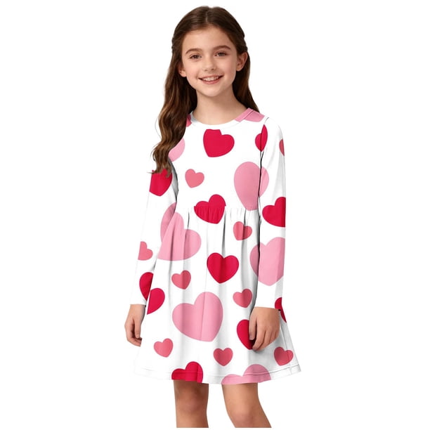 Vestido de manga larga con cuello redondo para niñas, vestido elástico de manga larga, corte A, estilo patinador con volantes, vestido de recital escolar, vestido de manga larga con cuello redondo par