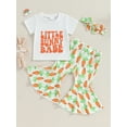 thumbnail image 3 of Toddler Baby Girl Easter Outfit 3M 12M 18M 2T 3T 4T Short Sleeve T-Shirts Carrot Print Flare Pants Headband 3Pcs Summer Clothes Set, 3 of 7