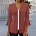 thumbnail image 2 of Quinlirra Womens Sweaters Cardigans Clearance Women's Fashion Casual V-Neck 3/4 Sleeve Loose Ladies Tops Blouses Cardigan, 2 of 5