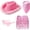 Style 2, variant on Jiibva 4Pcs/Set Fluffy Feather Brim Cowboy Hat with Heart Sunglasses Scarf Sequin Dance Dress Set for Women