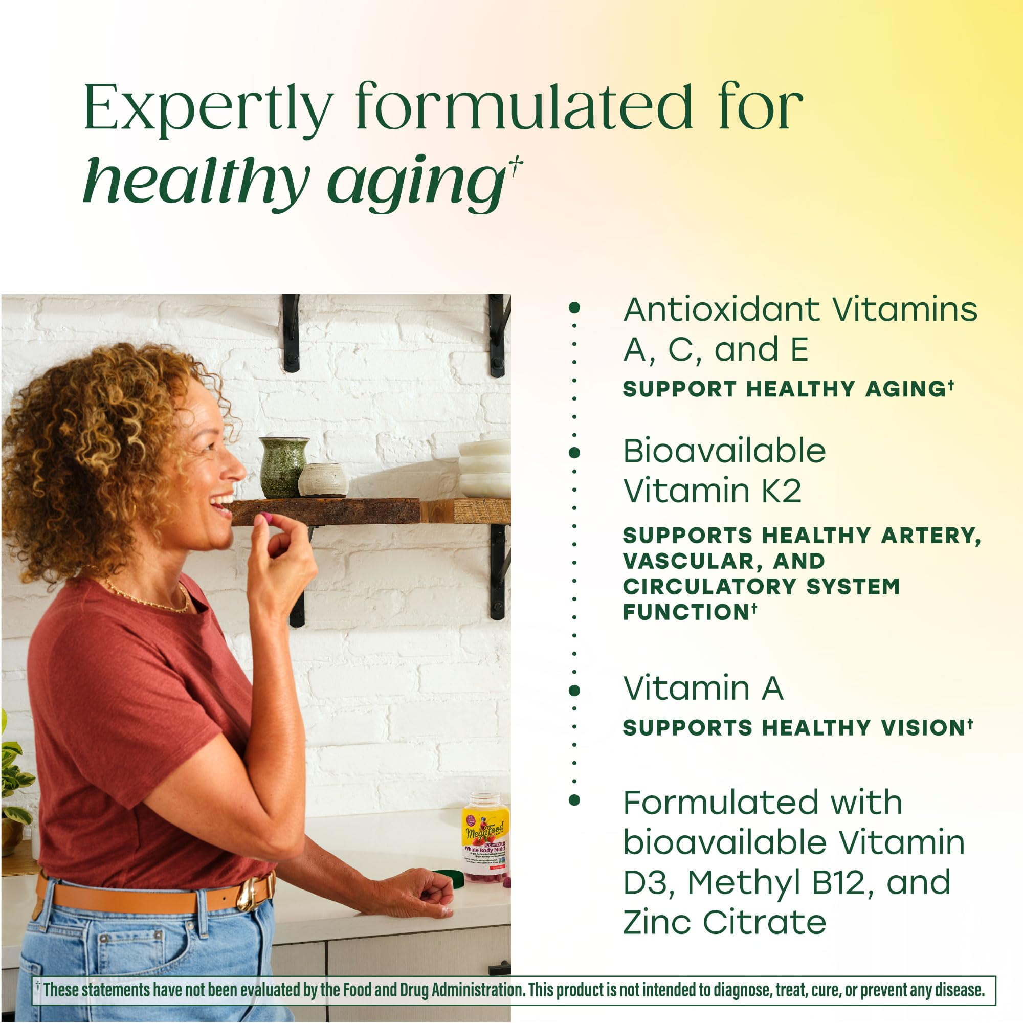 MegaFood Women’s 55+ Whole Body Multivitamin Gummies, Vegetarian, Strawberry, 30 Servings