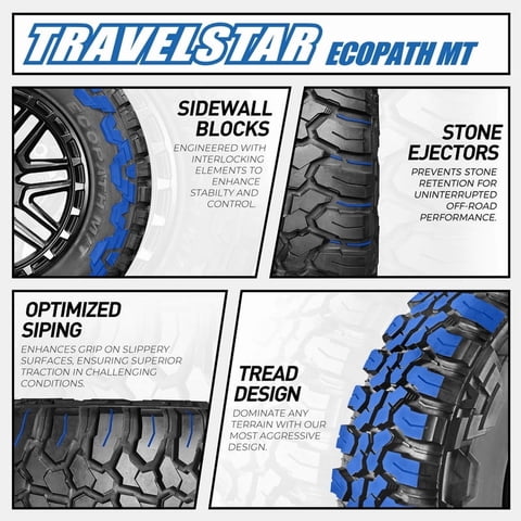Travelstar Ecopath MT 35X12.50R17LT 10Ply E 121Q Mud Terrain 35/12.50/17 Light Truck Tires simolary.com 20 Travelstar Ecopath MT 35X12.50R17LT 10Ply E 121Q Mud Terrain 35/12.50/17 Light Truck Tires Simolary simolary.com 20