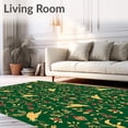 thumbnail image 2 of ODIKA 8'x10' Machine Washable Non-Slip Area Rug, Winter Woodland Birds Interlocking Ornament with Holly Detailing High Traffic Rug with Pad, Green, 644356, 2 of 8