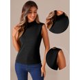 thumbnail image 2 of DARING DIVA Knit Ribbed Sleeveless Mock Neck Blouse S Black, 2 of 6