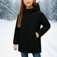 thumbnail image 2 of IVEYRTF Kids Winter Fleece Lined Waterproof Windproof Warm Padded Jacket Hooded Outdoor Sport Coat for Boys Girls Youth Cold Weather Apparel(Black,6-7 Years), 2 of 7