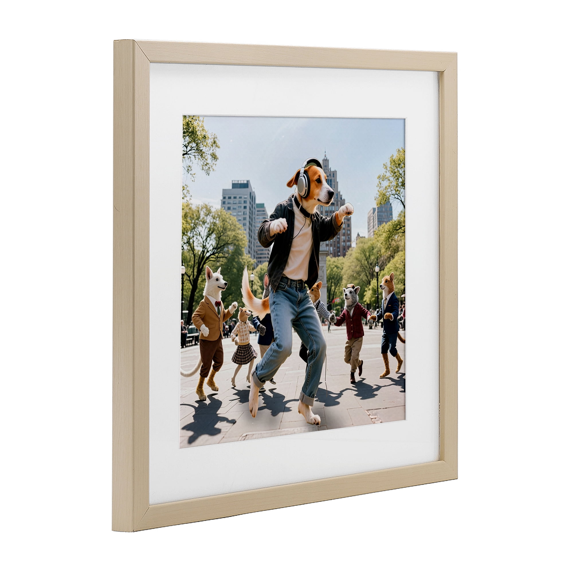 Stupell Industries Stylish Dog Dancing in Park Birch Framed Print Under Glass, design by CAD Designs