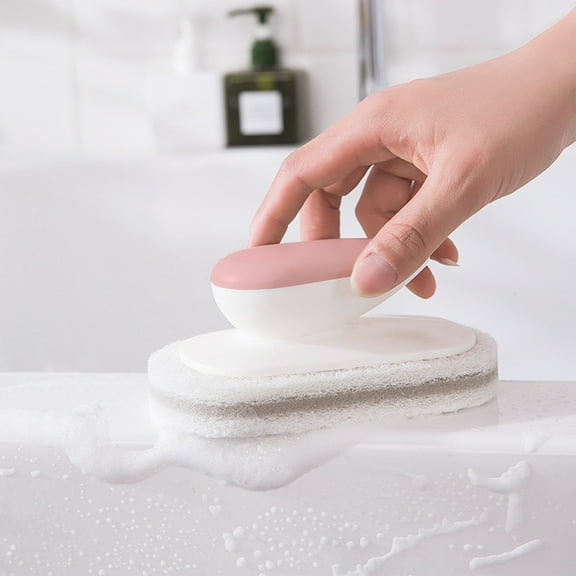 Limited Stock, Bathroom Scrub Brush - Ergonomic Handle,Labor-Saving Sponge Head,Multifunctional Scrubber for Tile & Tub Cleaning , Sweeping, Under 10 | Plastic, Pink, MIANHT