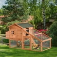 thumbnail image 2 of PawHut 69" Chicken Coop Wooden Hen House with Run, Nesting Box, Tray Yellow, 2 of 9