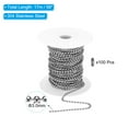 thumbnail image 2 of Uxcell 0.12 inch x 56ft 304 Stainless Steel 1 Set Ball Chain Ball Chain Bead with 100 Pcs Matching Connector Clasp, 2 of 6