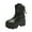 Black, variant on Brown Ladies Winter Booties Round Toe Block Heel Side Zip Pu Leather Casual Ankle Boots Thick Sole