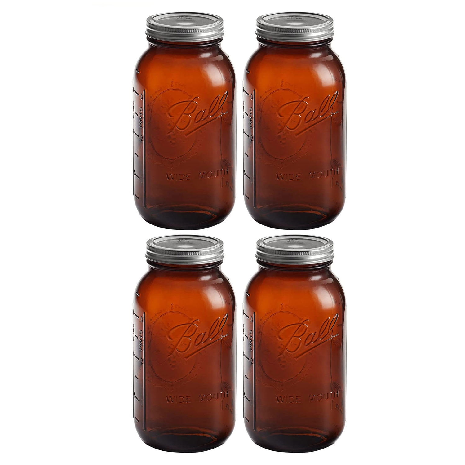 Ball Collection Elite 1/2 Gallon Wide Mouth Amber Canning Jars, 4 Pack