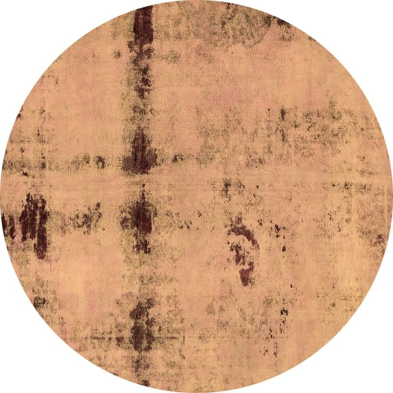 Ahgly Company Indoor Round Abstract Brown Modern Area Rugs, 4' Round