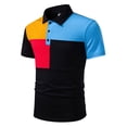 thumbnail image 6 of Men's Casual Button Down Shirt Patchwork Turndown Collar Short Sleeve Breathable Quick Dry Polyester Blend Stretch for Daily Work Vacation Streetwear | Zenithor,Black L, 6 of 9