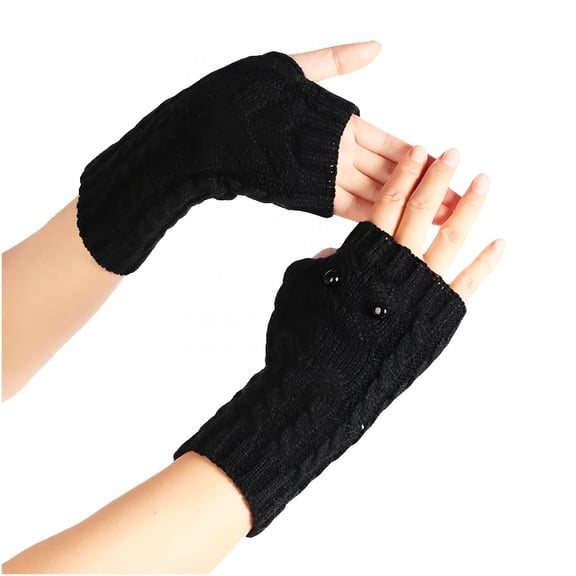 TELOLY 2026 New Women'S Gloves & Mittens Winter Fingerless Gloves for Women Cute Cable Knit Gloves Lightweight Thumbhole Stretchy Wrist Sleeves