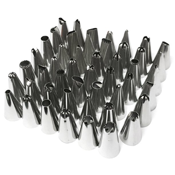 Cusimax 48pcs Piping Tips Set Stainless Steel Baking Ruffle Piping